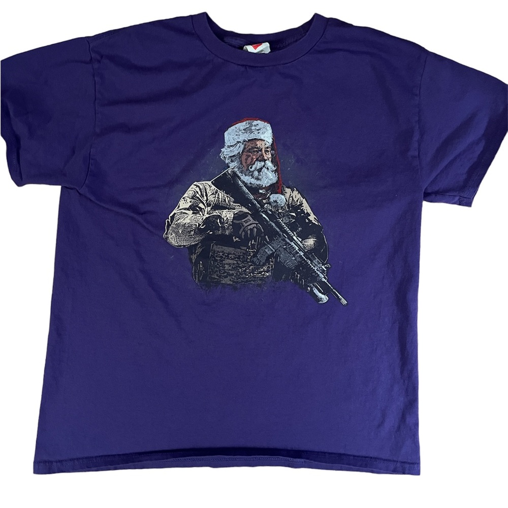 Rare Santa with an Assault Rifle Shirt Size M